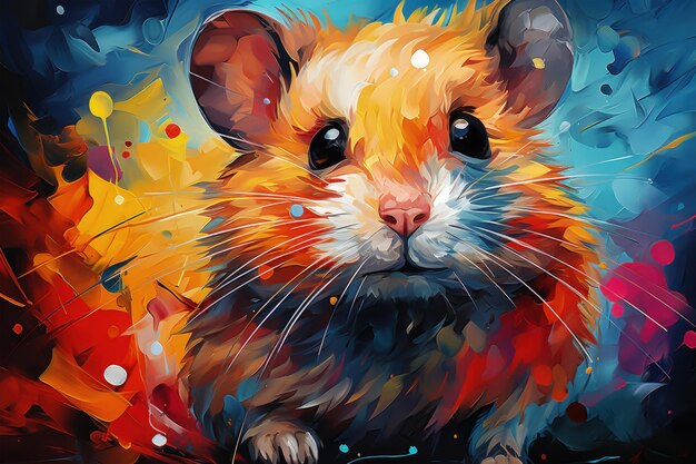 Photo pretty sweet friendly hamster glowing generative ai