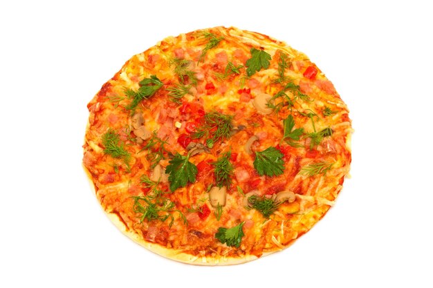 pretty tasty pizza on a white background