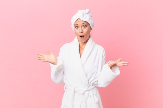 pretty woman feeling extremely shocked and surprised. spa concept