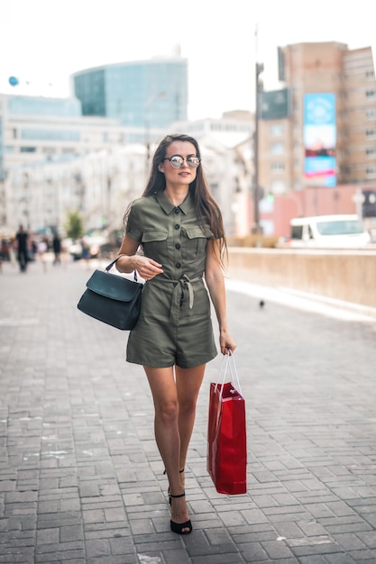 pretty woman walking on the street