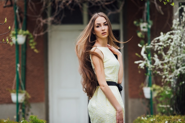 Pretty woman in white dress