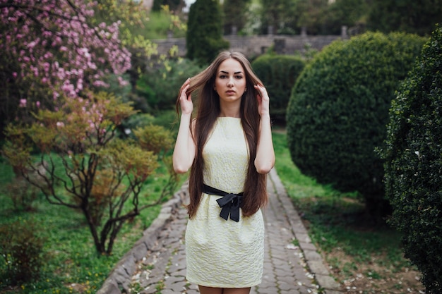 Pretty woman in white dress