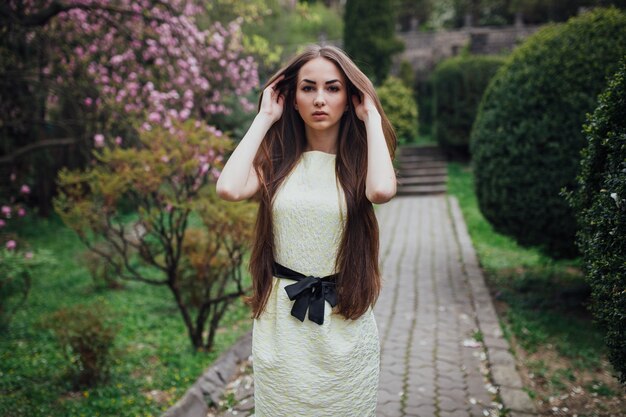 Pretty woman in white dress