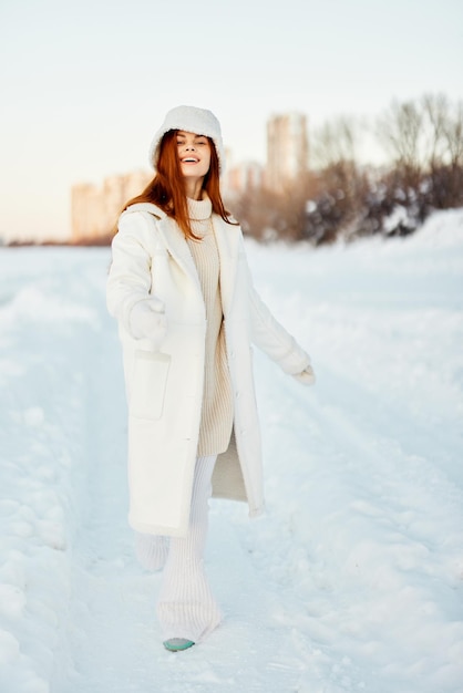 Pretty woman winter weather snow posing nature rest lifestyle
high quality photo