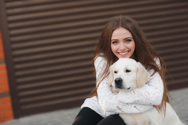 Pretty woman with dog