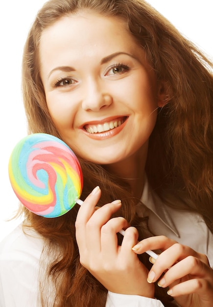 Pretty woman with lollipop