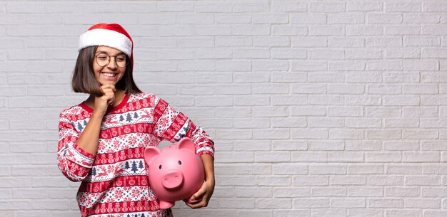 Pretty woman with santa hat