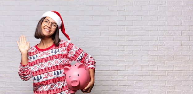 Pretty woman with santa hat