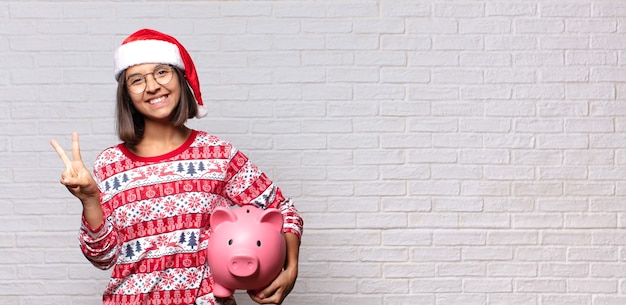 Pretty woman with santa hat