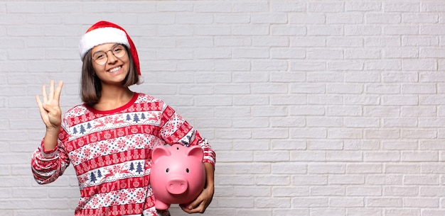 Pretty woman with santa hat