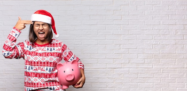 Pretty woman with santa hat