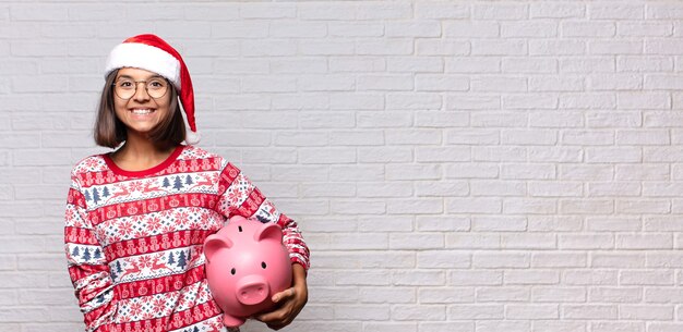 Pretty woman with santa hat