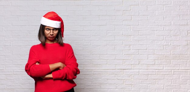 Pretty woman with santa hat