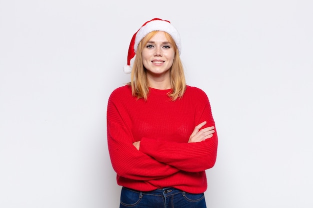 Pretty woman with Santa hat