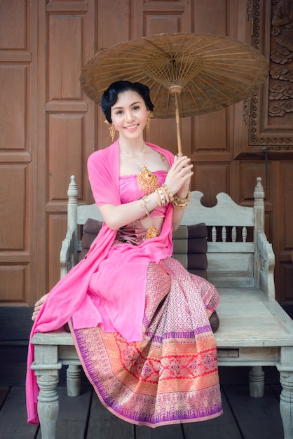 pretty woman with thai dress 