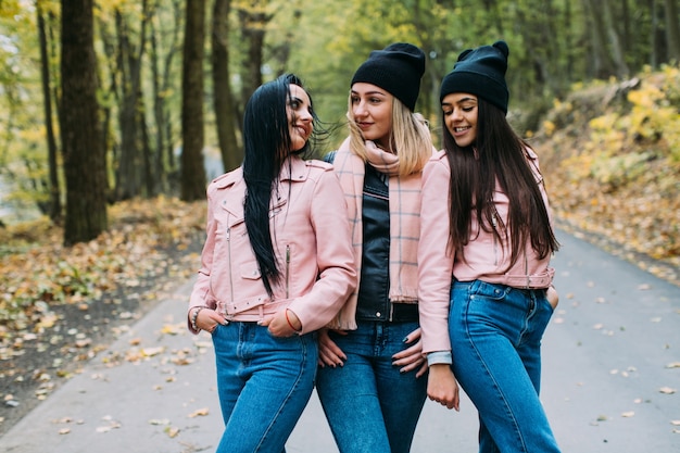 Pretty women on road in park