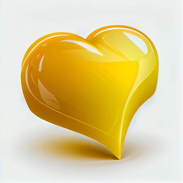 Pretty yellow heart illustration with isolated background
