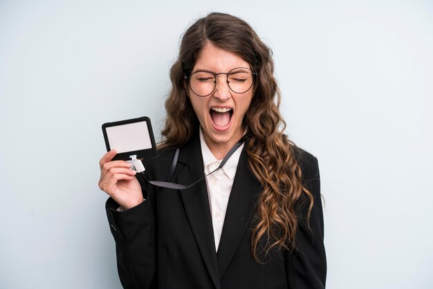 Pretty young adult woman showing an access card