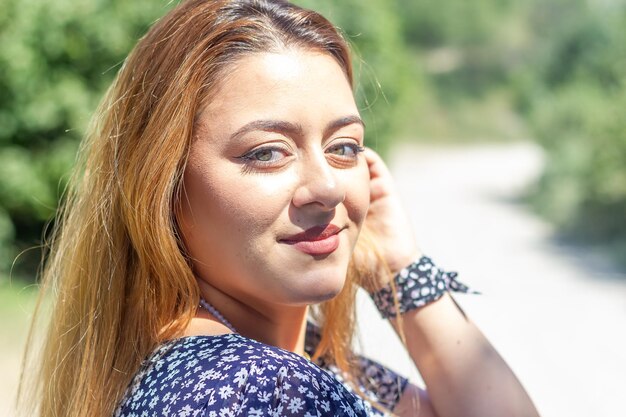 pretty young girl in the nature