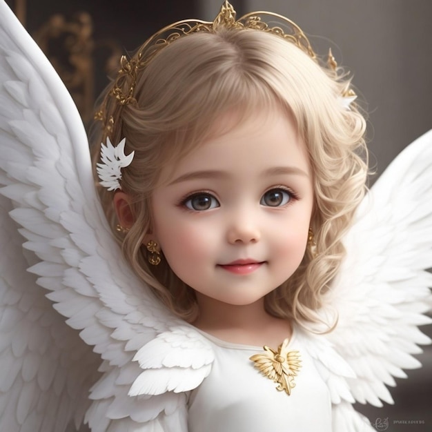 天使の羽を持つかなり若い女性