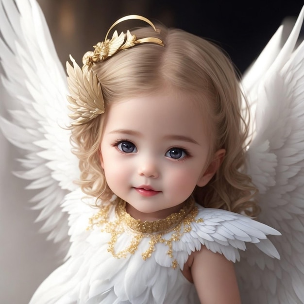 Pretty young lady with angel wings aigenerated