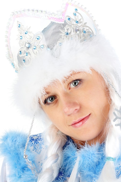 Photo pretty young snow maiden closeup