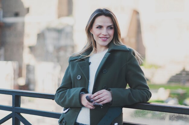 Pretty young tourist traveling in Rome, Italy