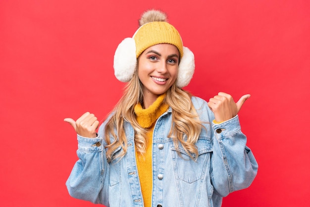 Pretty Young Uruguayan woman over isolated background