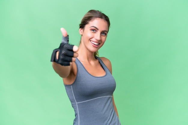 Pretty Young Uruguayan woman over isolated background