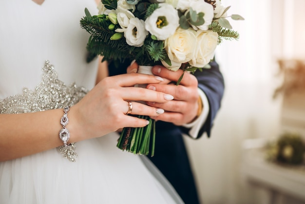 Pretty young wedding couple