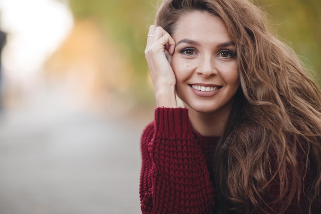 pretty young woman cozy outdoor