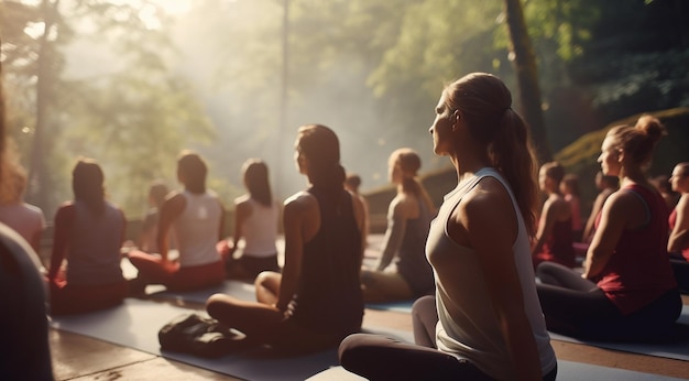 pretty young woman doing yoga in the morning