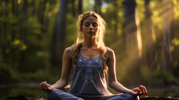 pretty young woman doing yoga in the nature yoga time in the naturre woman relaxing in the nature