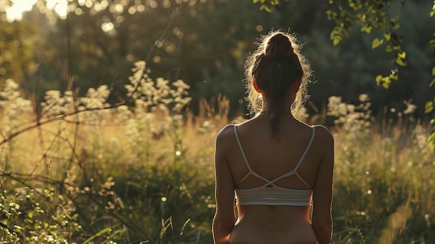 pretty young woman doing yoga in the nature yoga time in the naturre woman relaxing in the nature