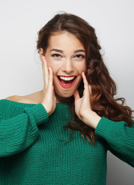 Pretty young woman with curly hair