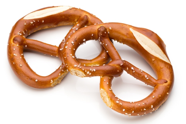 Pretzel against white surface