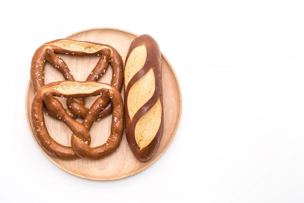 pretzel and plain laugan bread 