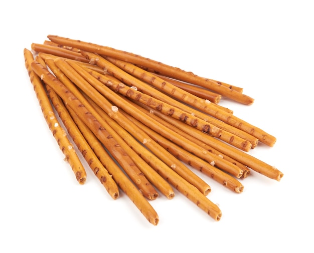 Pretzel sticks on white