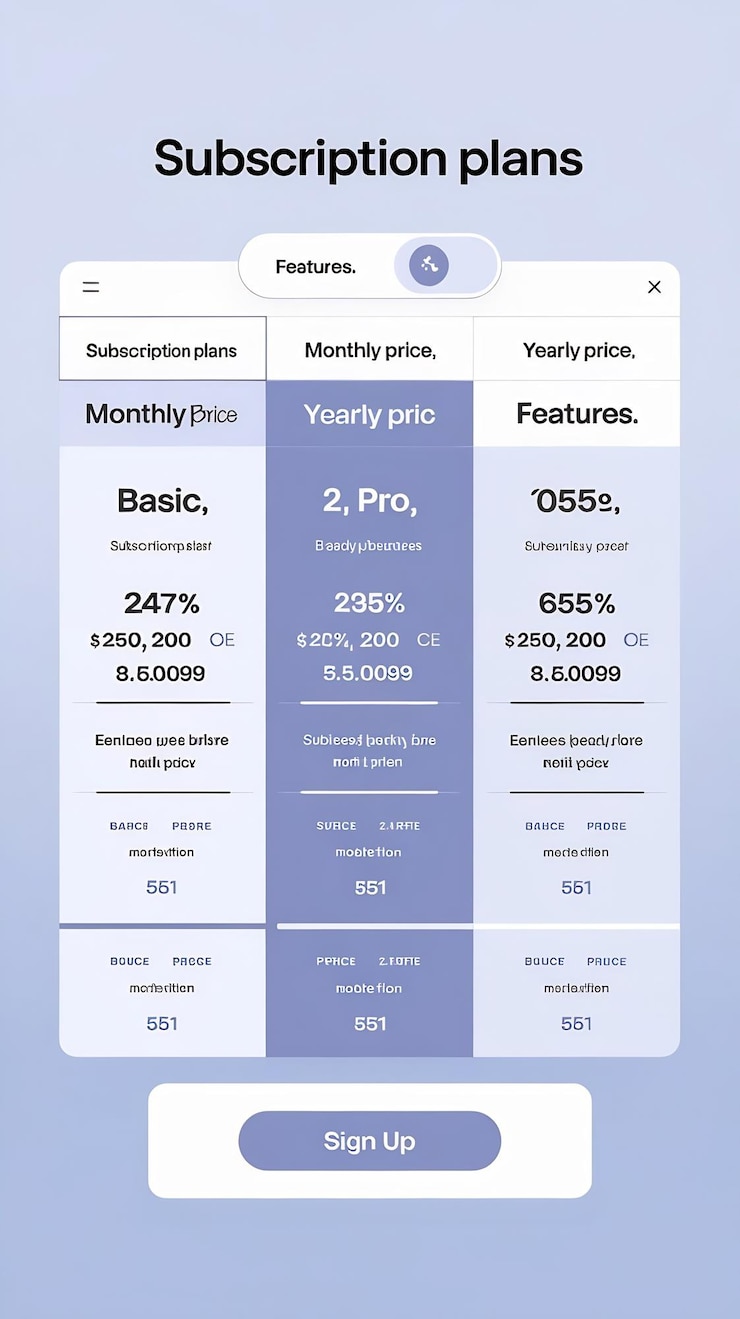 Photo price list vector tempate for web or app