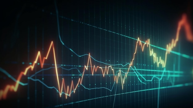 Photo price uncertainty blurred stock market graph displays trend line