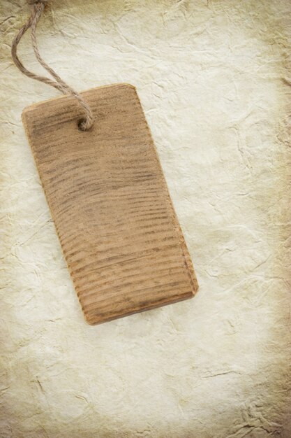 Price wood tag at textured 