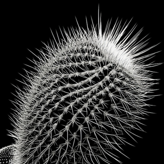 Prickly Cactus Algorithmic Artistry In Black And White