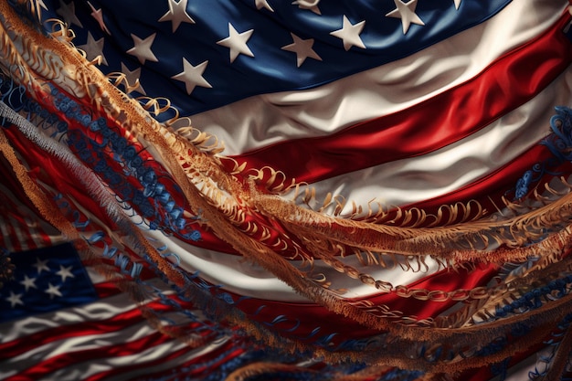 Pride in the details the flag of america takes center stage alongside isolated garlands of pennants