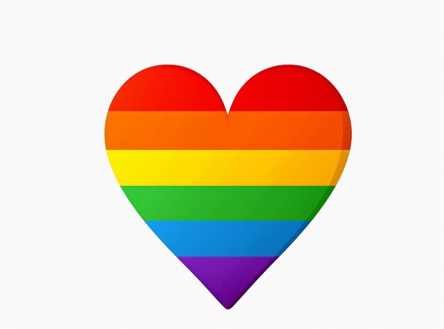 Photo pride flag heart in a white background diversity and lgbti rights concept