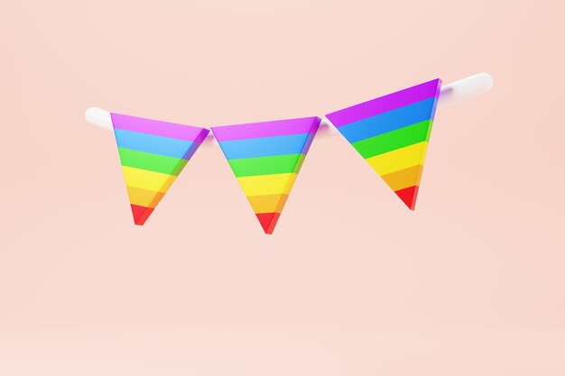 LGBTQ3DランダリングのPRIDEフラグシンボル