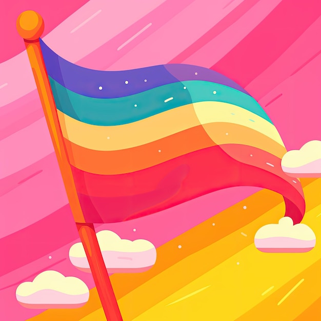 Pride maand illustratie kleurrijke en heldere regenboog LGBTQ-vlag Generatieve AI