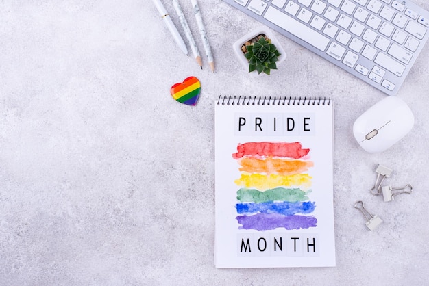 Photo pride month concept with lgbtq flag