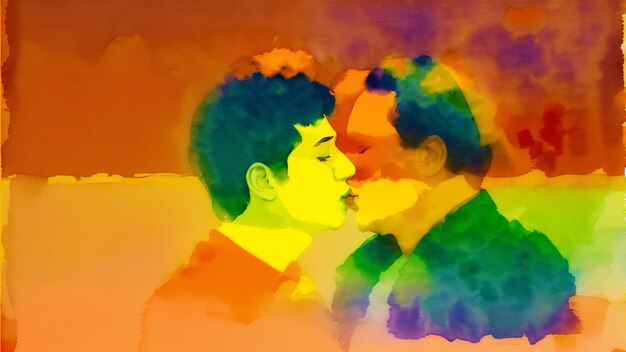 Pride Month An illustration of two men kissing Gay couple spending time together Lgbtq Generativ