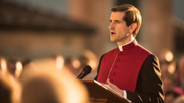 Priest giving a passionate sermon