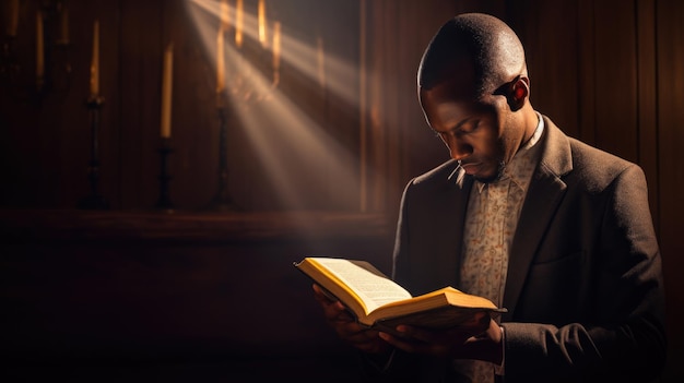 Priest reads the Bible in church